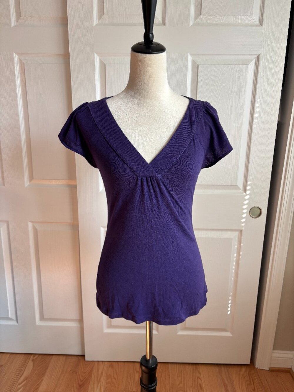 Express Sexy Basic Purple V-Neck Tee-Size Medium